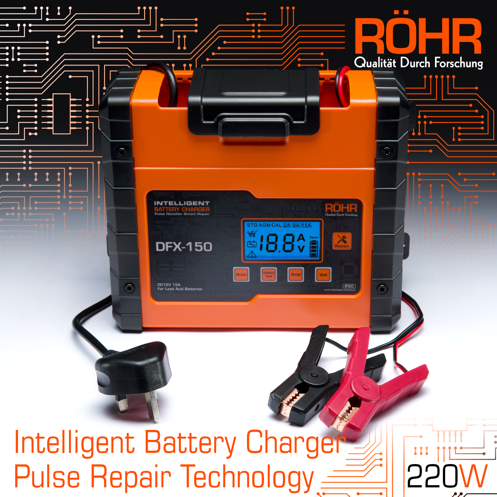 OUT OF STOCK: Röhr Car Battery Charger Heavy Duty Fast Charge 12v 24v  DFC-650P 5060569760932